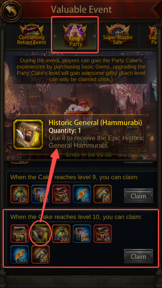 Get Hammurabi from the King's Party Event