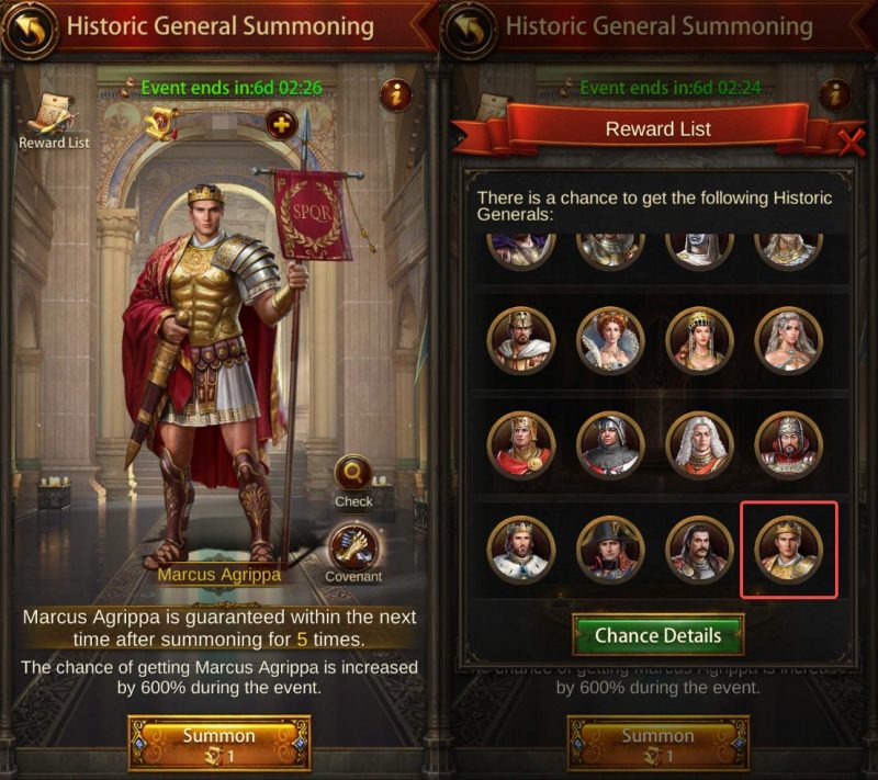 Get Marcus Agrippa from Historic General Summoning